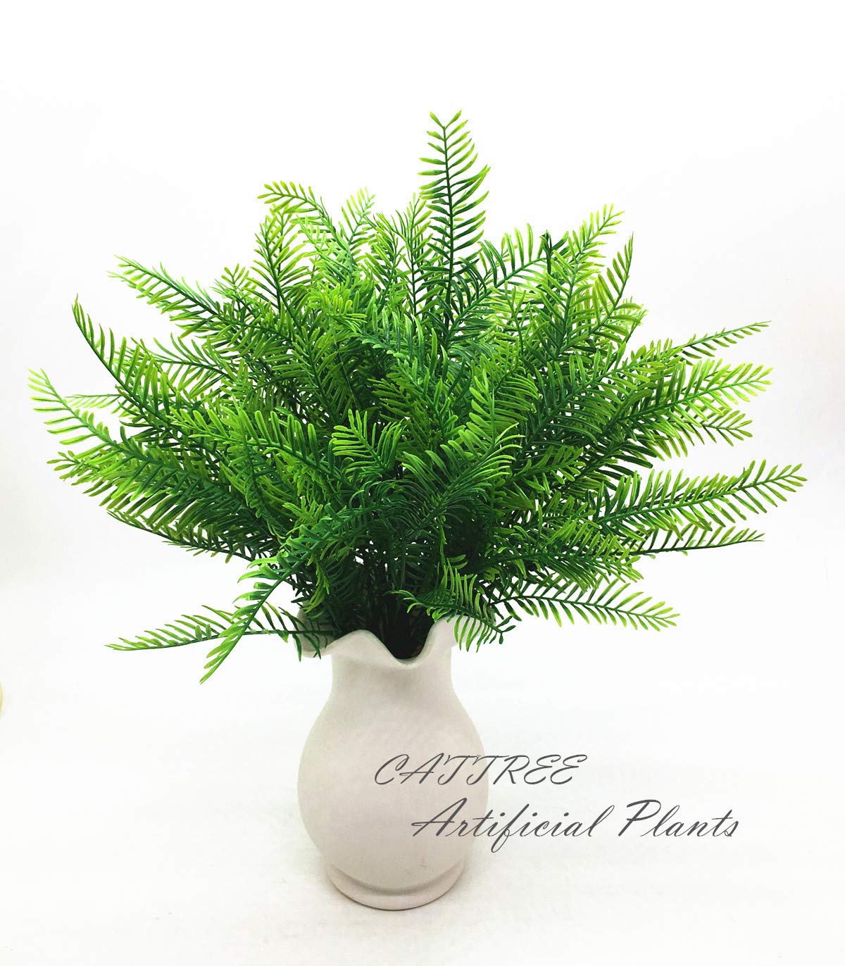CATTREE Artificial Shrubs, Plastic Plants Bamboo Grass Fake Green Bushes Greenery Leaves Wedding Indoor Outdoor Home Garden Verandah Office Table Centerpieces Arrangements Decoration 6 pcs