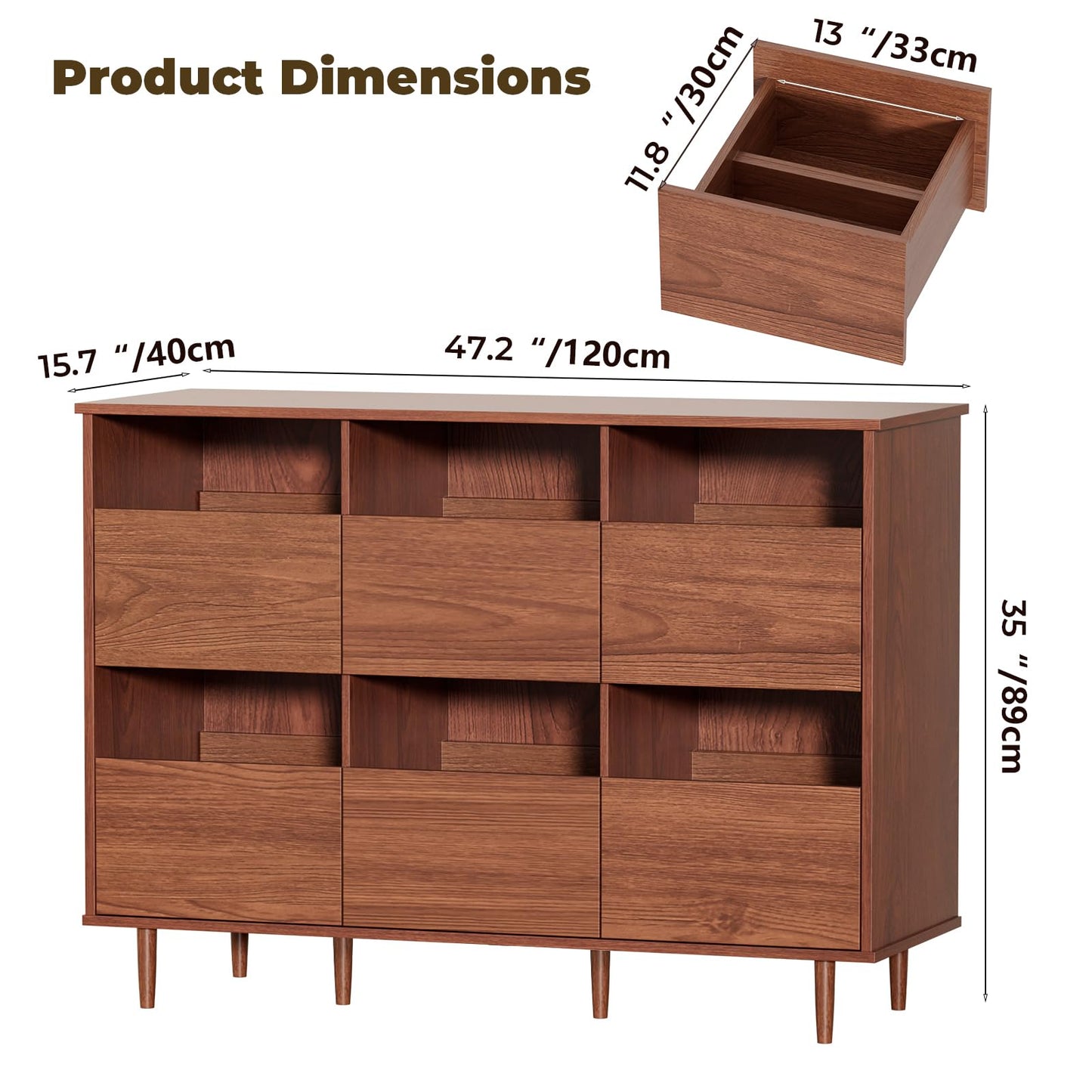 BROTTAR 47.2" Large Record Player Stand, Vinyl Record Storage Cabinet,Brown