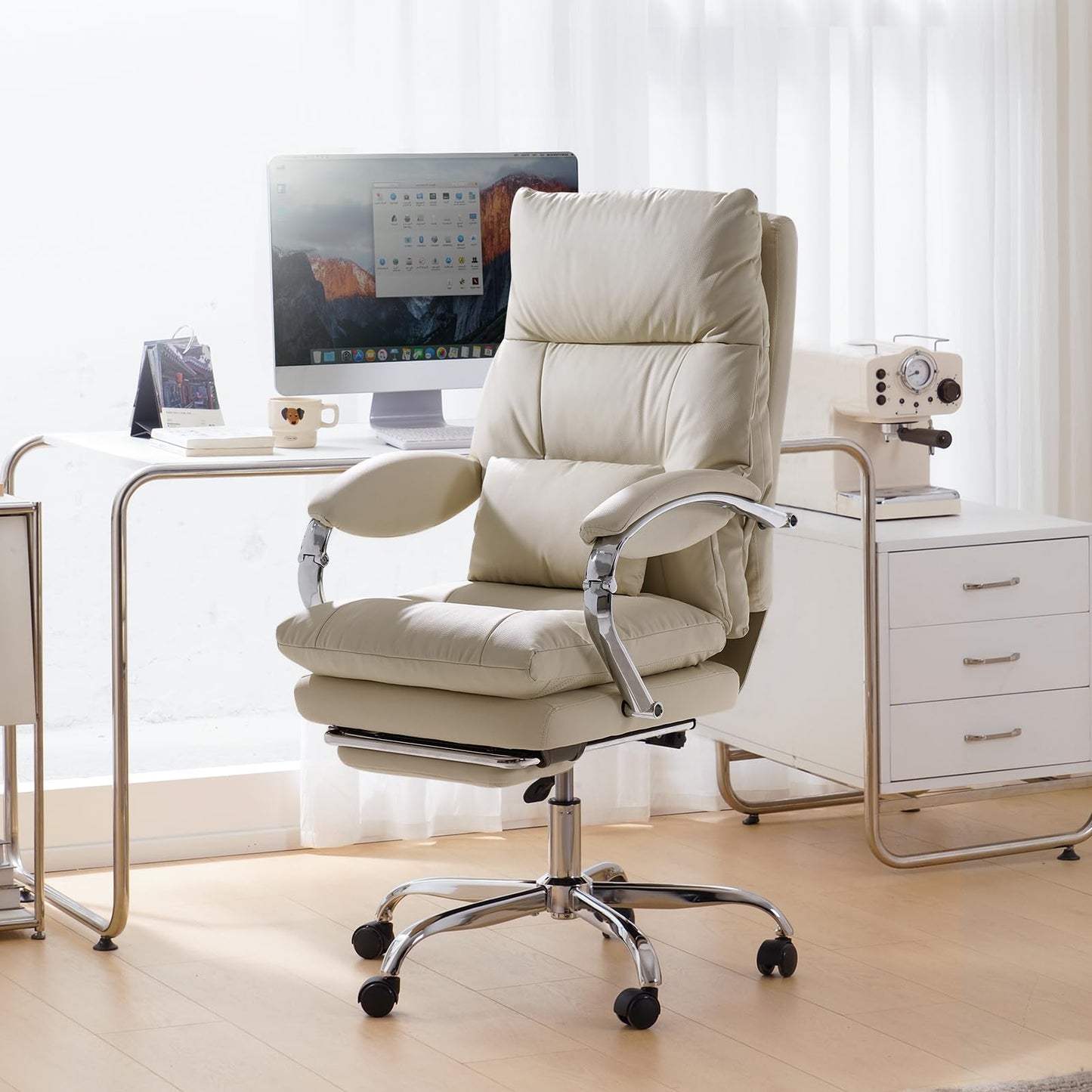 LEAGOO Office Chair with Foot Rest, Ergonomic Executive Chairs with Arms