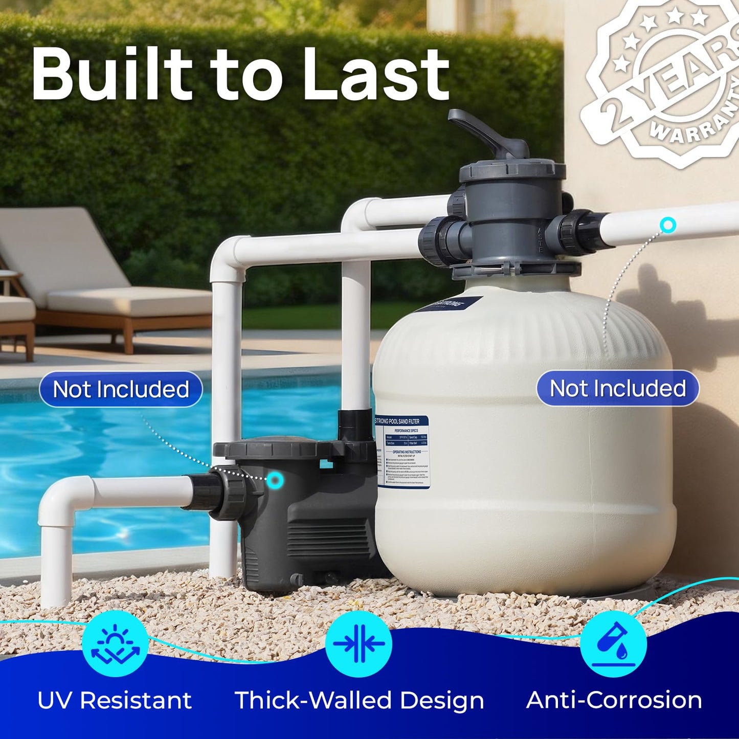 Aquastrong 24in Sand Filter System with 6-Way Valve, Pool Filters for Inground Pools Up to 37000 Gallons
