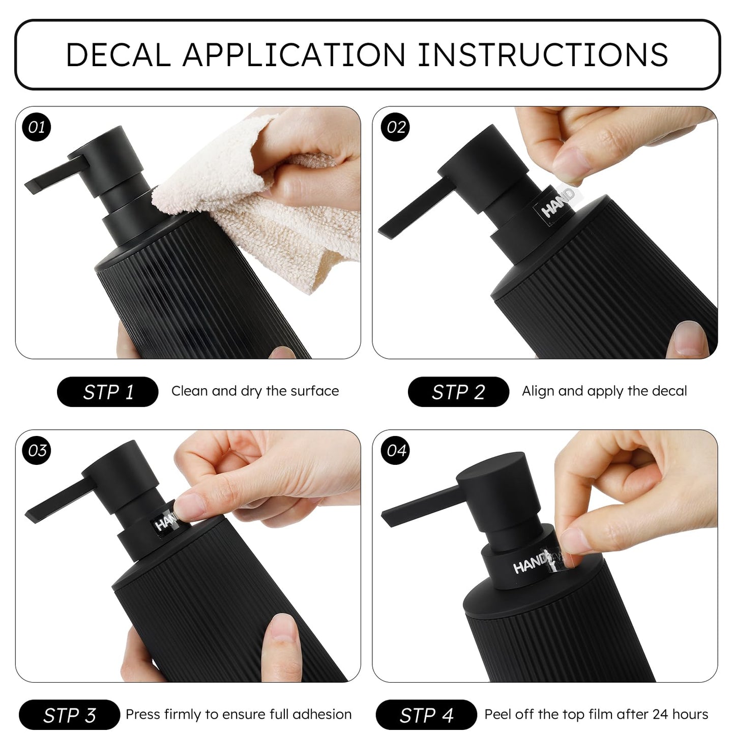 Black Bathroom Soap Dispenser and Toothbrush Holder Set with Non-Slip Base