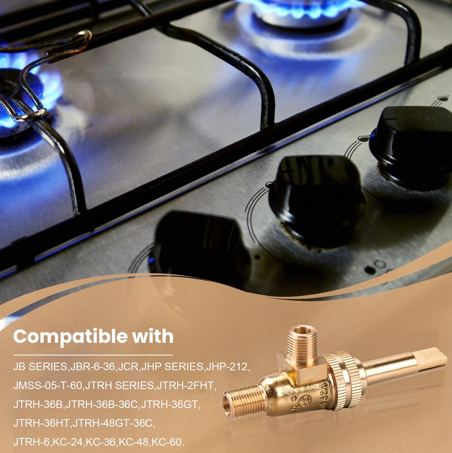 4418500200 Gas Burner Valve Jade Range Gas Valve 1/8" Mpt X 3/8-27 4 Pack | 4418500200 Horizontal Split Valve