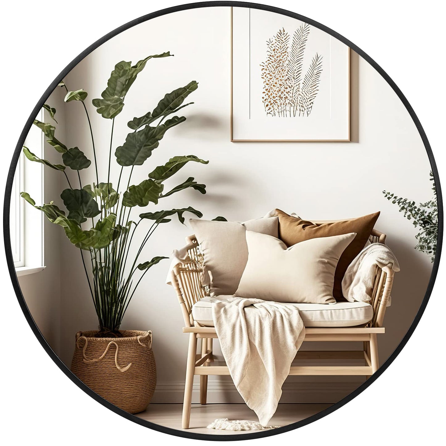 Fabuday Black Circle Mirror for Wall 20 inch - Round Mirrors for Bathroom, Entryway, Living Room, Hallway, Bedroom Decor, Small Matte Framed