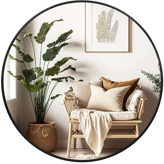 Fabuday Black Circle Mirror for Wall 20 inch - Round Mirrors for Bathroom, Entryway, Living Room, Hallway, Bedroom Decor, Small Matte Framed