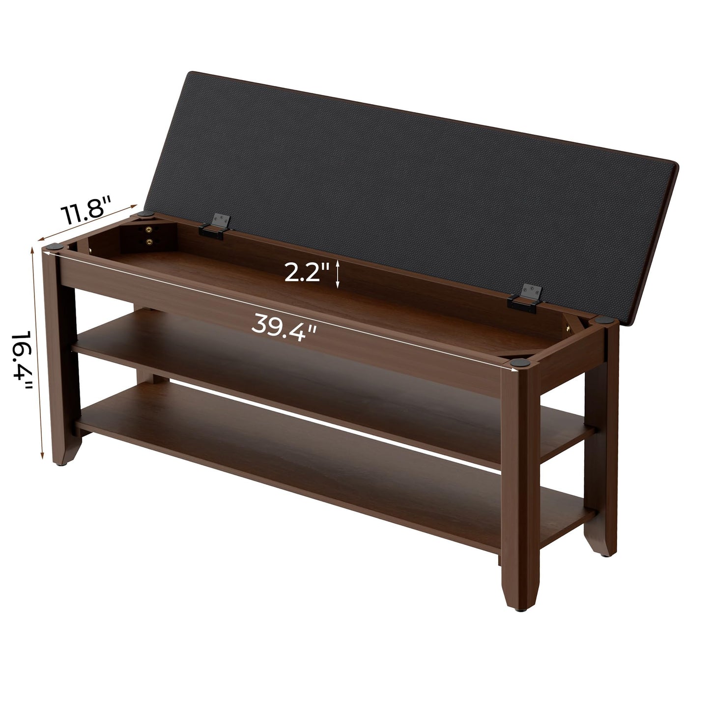 Homleke 39.4" Wide Solid Wood Shoe Rack Bench with Flip-Top Storage