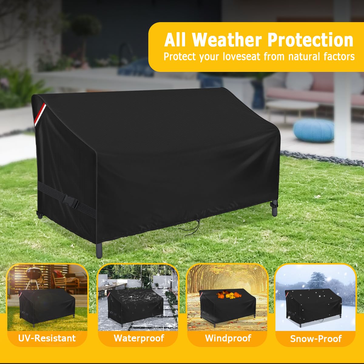 Loenel Outdoor Loveseat Cover, 2-Person Waterproof Patio Glider Covers for Outdoor Furniture Glider Bench Cover Patio Loveseat Cover Swing Sofa Furniture Covers - 48" L X 28" W X 35" H