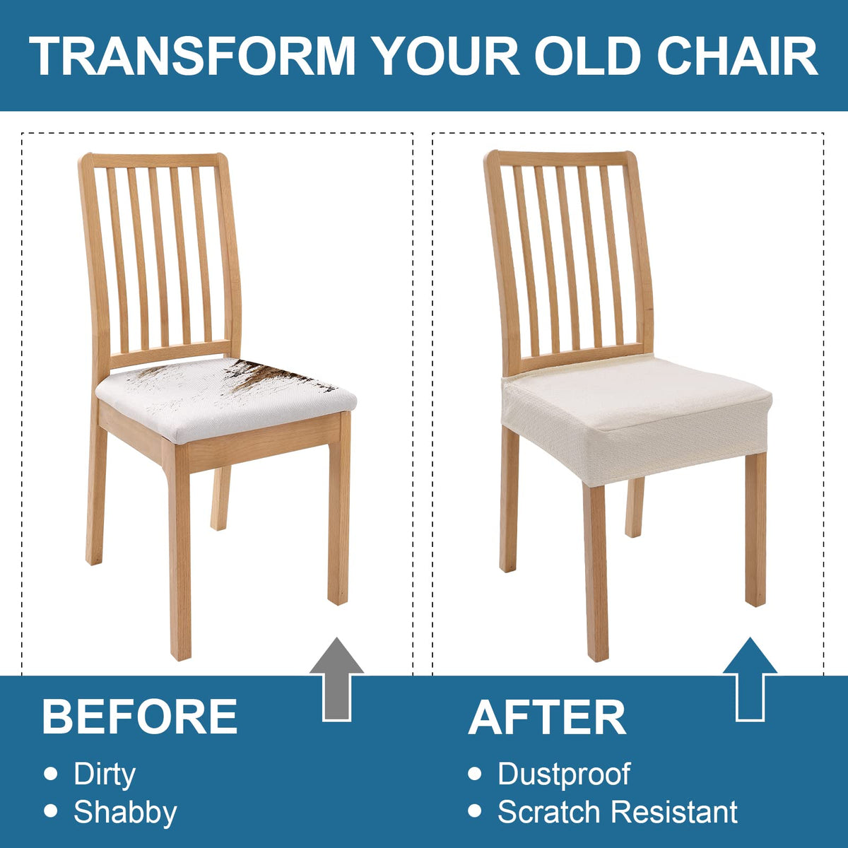 Smiry Waterproof Seat Covers for Dining Room Chairs, Set of 4