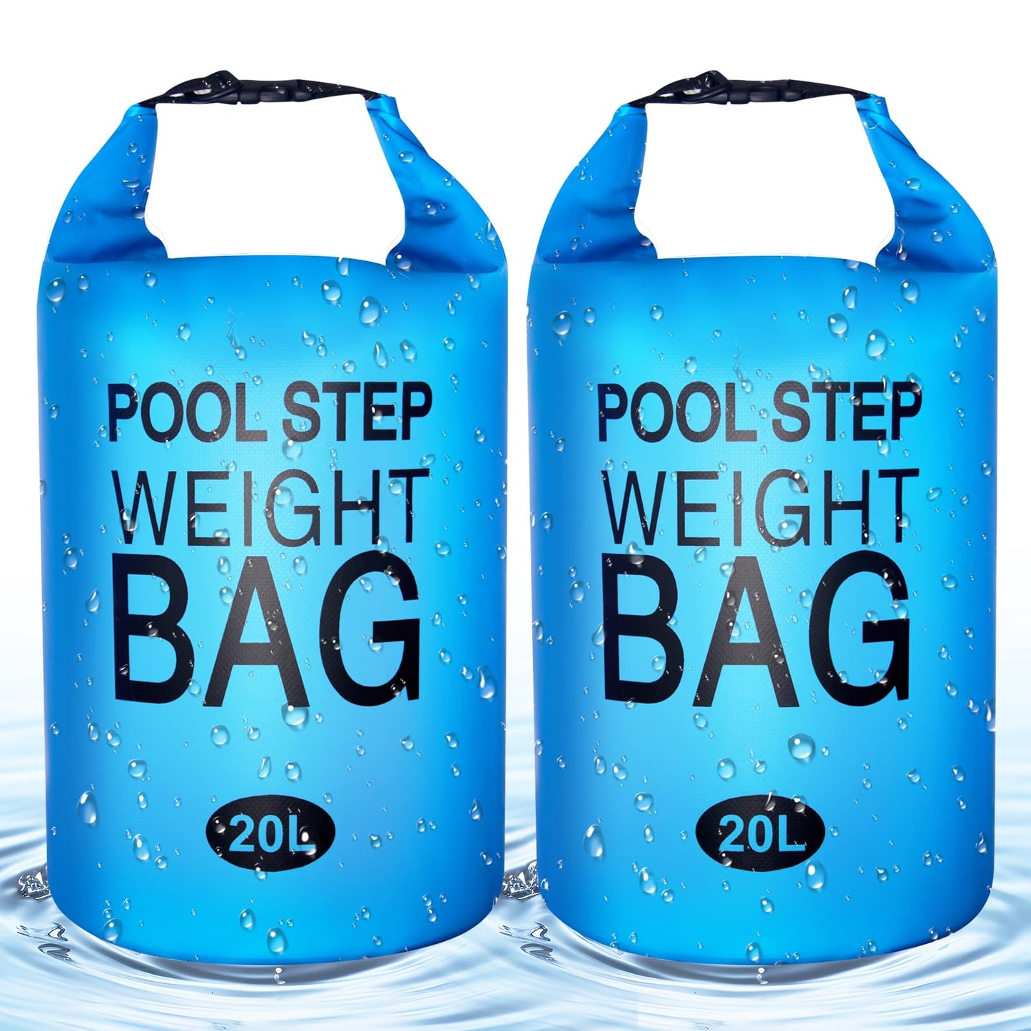 Yudlto 2 Pack 20L/50LB Pool Ladder Weights – Heavy-Duty Step Sand Bags for Above Ground Pools Waterproof Leak-Proof Foldable 500D PVC Easy to Fill
