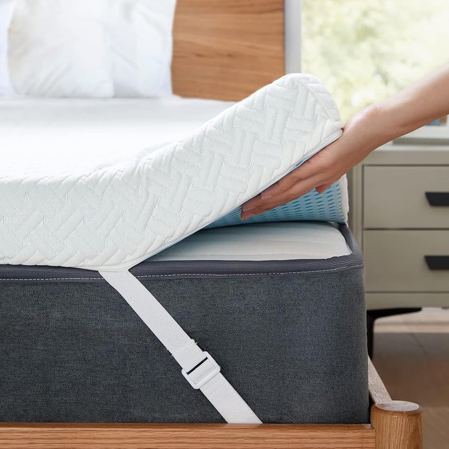 PERLECARE Full XL Mattress Topper - 3 Inch Cooling Memory Foam Mattress Pad Made with CertiPUR-US® Certified Foam,Bed Topper with Bamboo Cover,Removable & Washable & Non-Slip,Oeko-Tex Certified