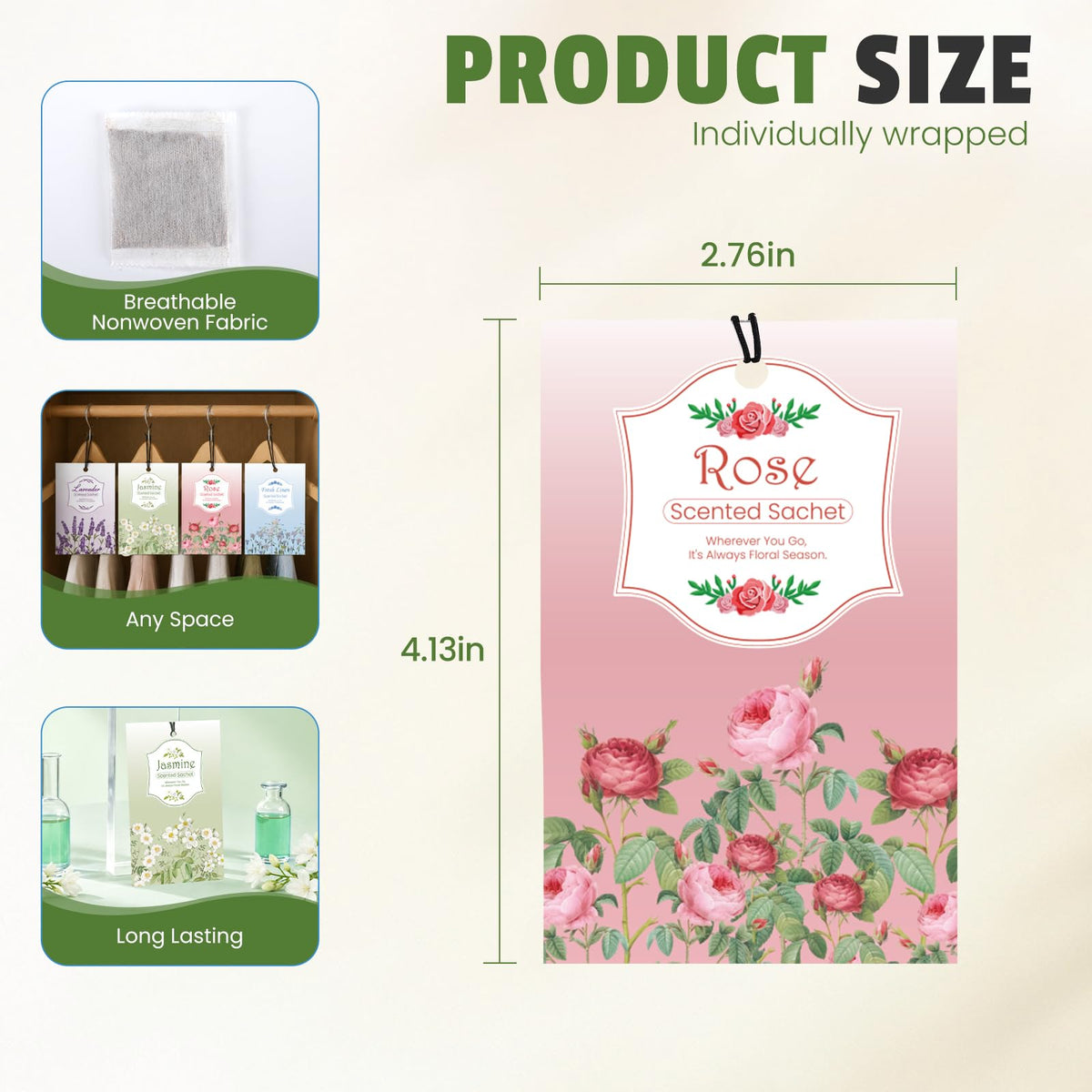 FURWEY 16 Packs Linen, Jasmine, Rose and Lavender Scented Sachets