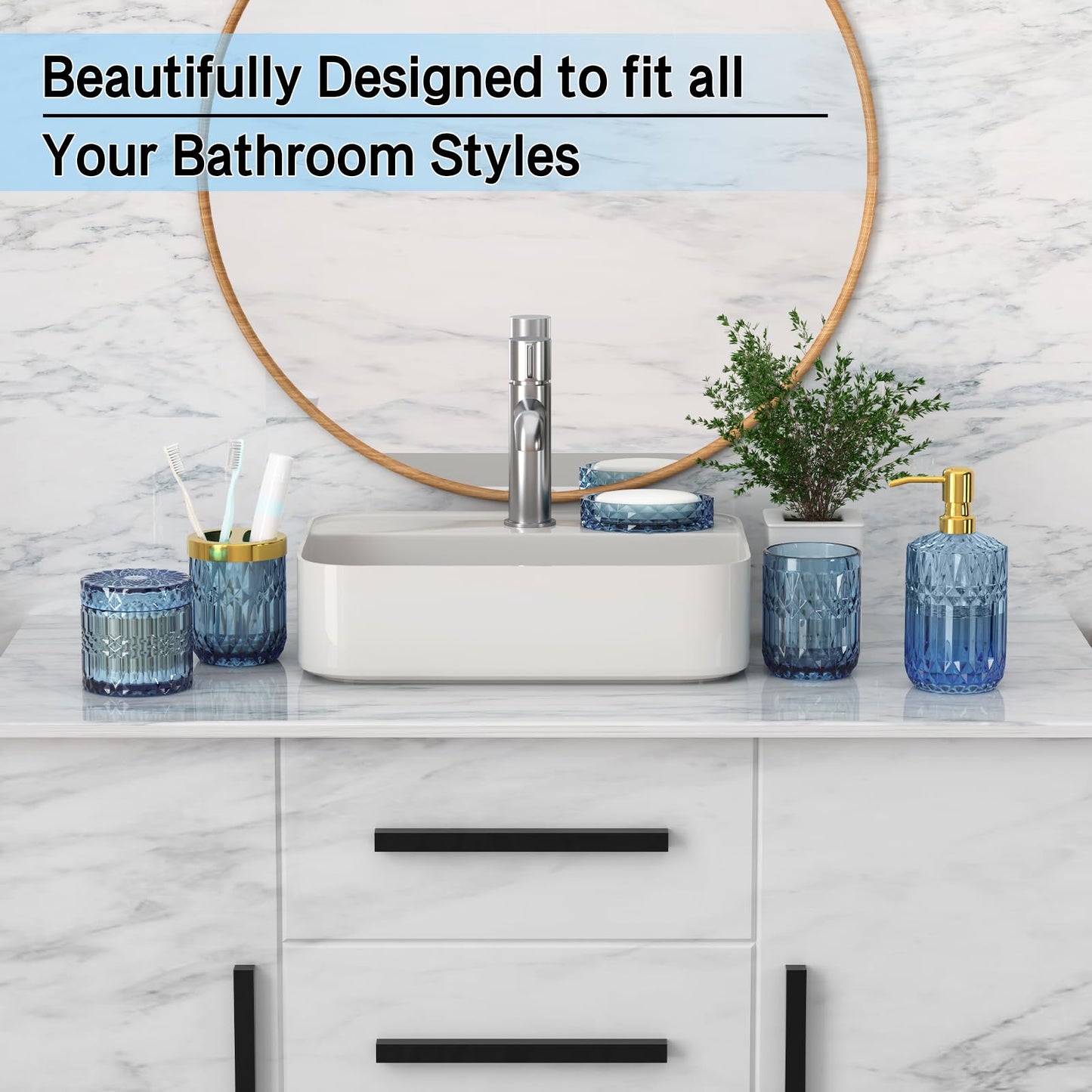 Modern Premium Blue and Purple Bathroom Accessory Set