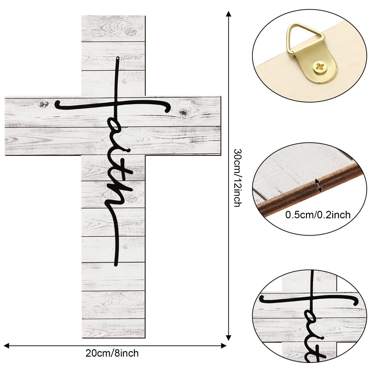 Jetec 3 Pcs Easter Faith Love Hope Cross Sign Crosses Wall Decor,White