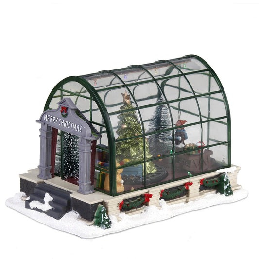 innodept12 Animated Lighted Christmas Village Greenhouse
