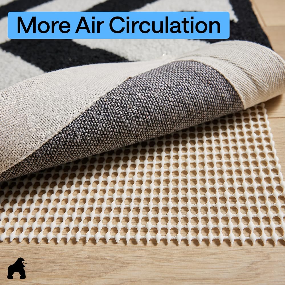 GORILLA GRIP® Slip Resistant Rug Gripper Pads for Hardwood Floor, Cream