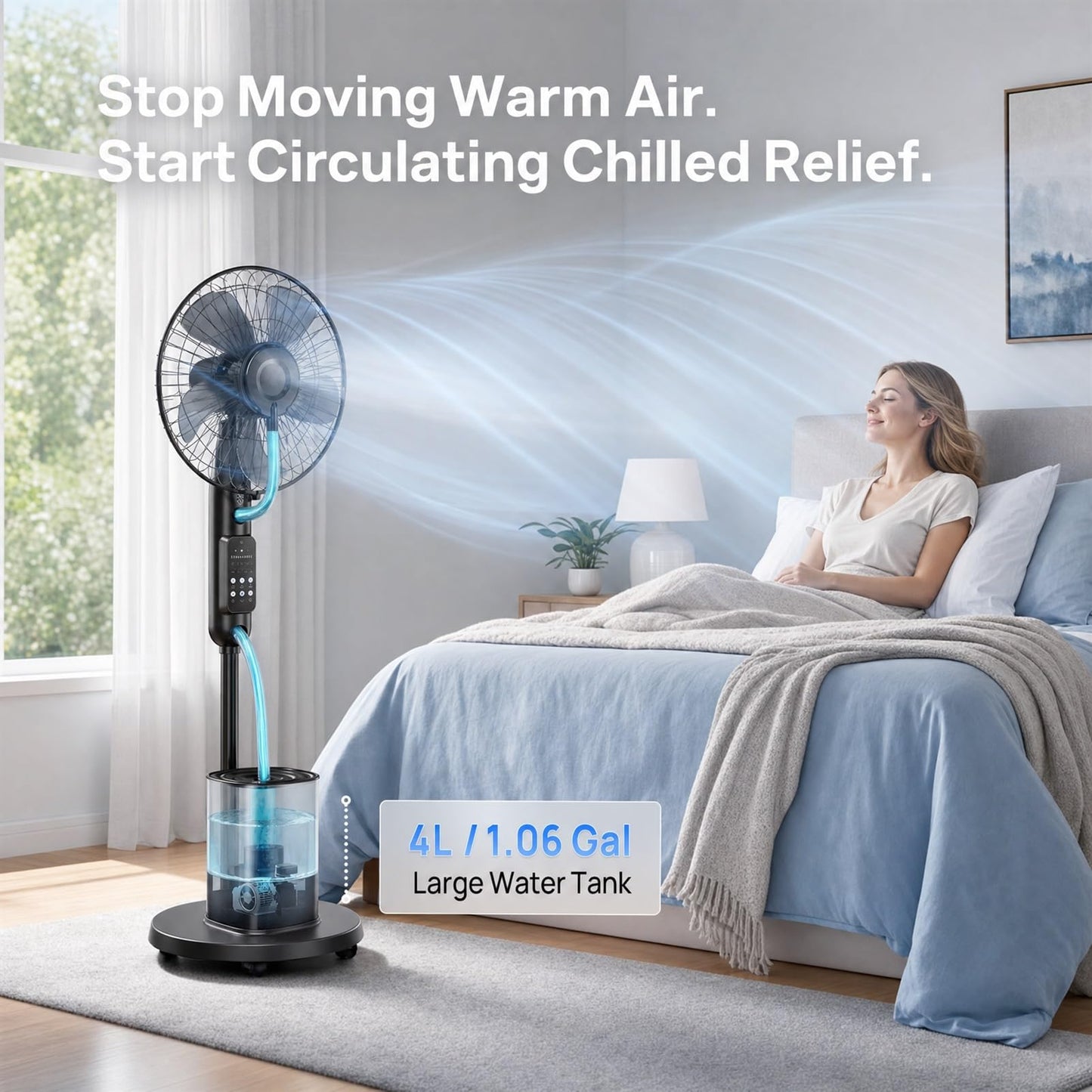 NovaMist Upgraded Misting Fan, Mister Cooling Fan with 4L Large Water Tank