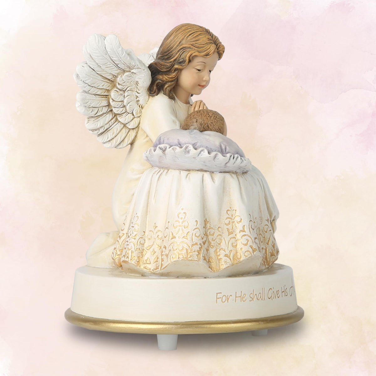 Grace4Joy Guardian Angel Music Box Figurine - 5.3 Inches Angel Music Box Figurines, Hand Painted Musical Figure Gifts for Birthday Anniversary, Baptism, First Communion