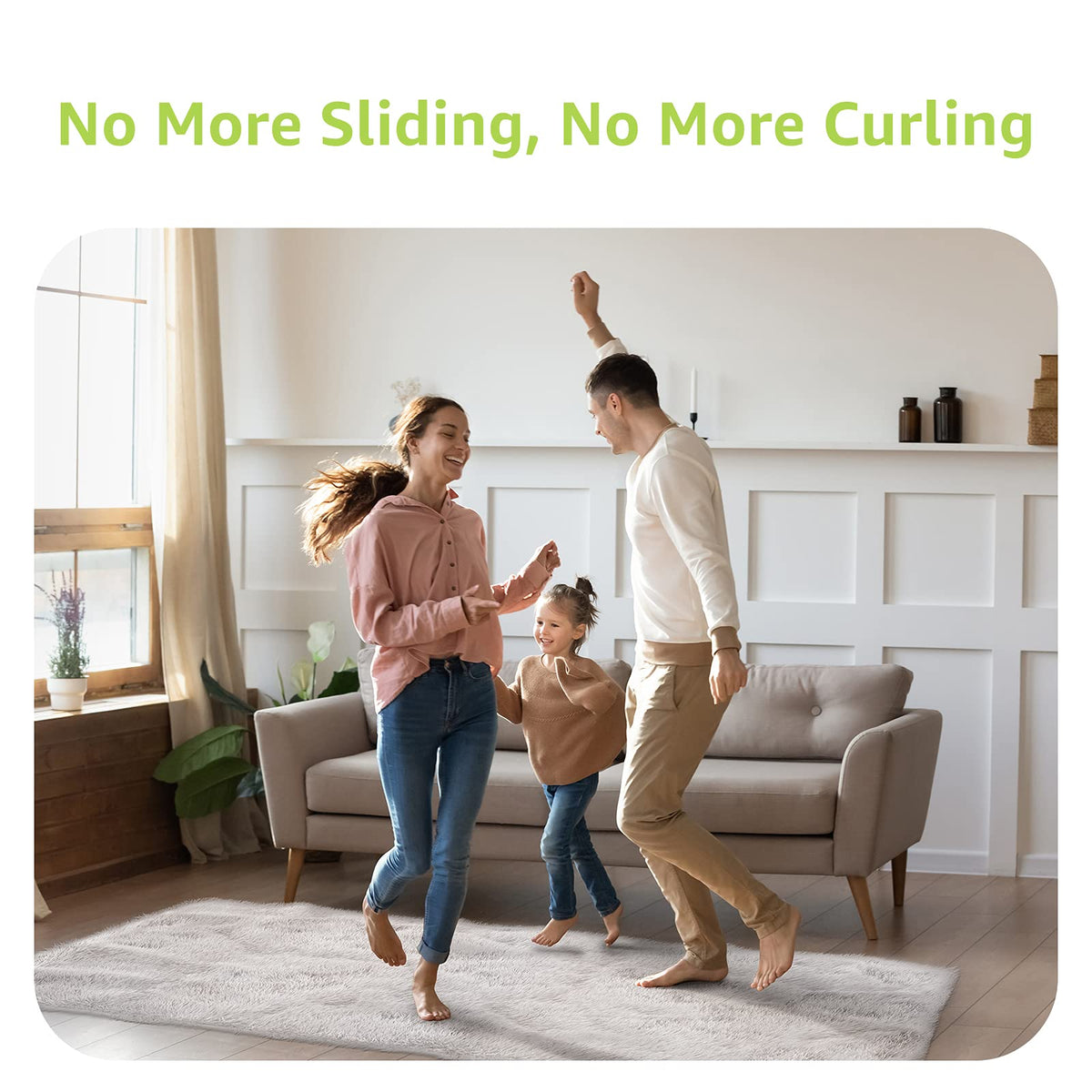 Rabenda Rug Tape Gripper for Hardwood Floors No Damage, 12 Pcs Carpet Tape