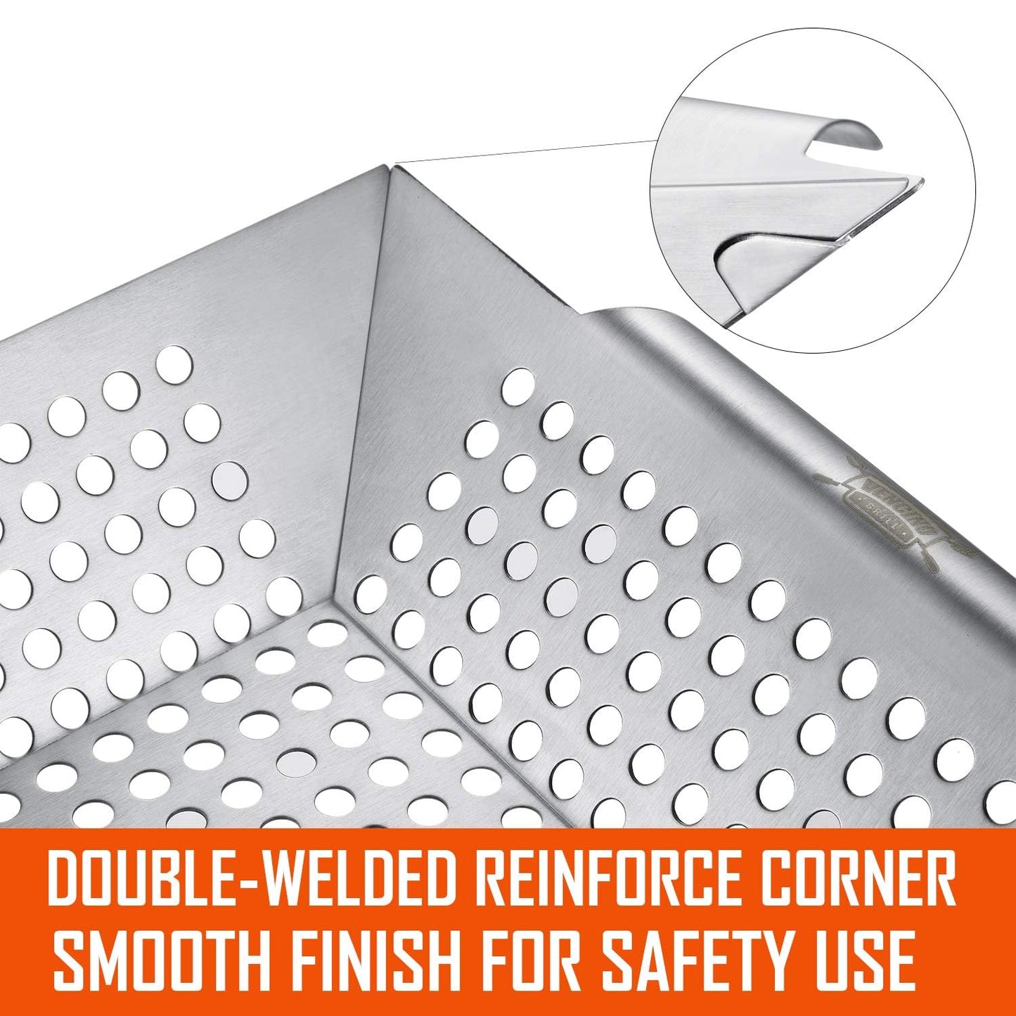 3 Pack Grill Baskets for Outdoor Grill, Heavy Duty Stainless Veggie Pan Set
