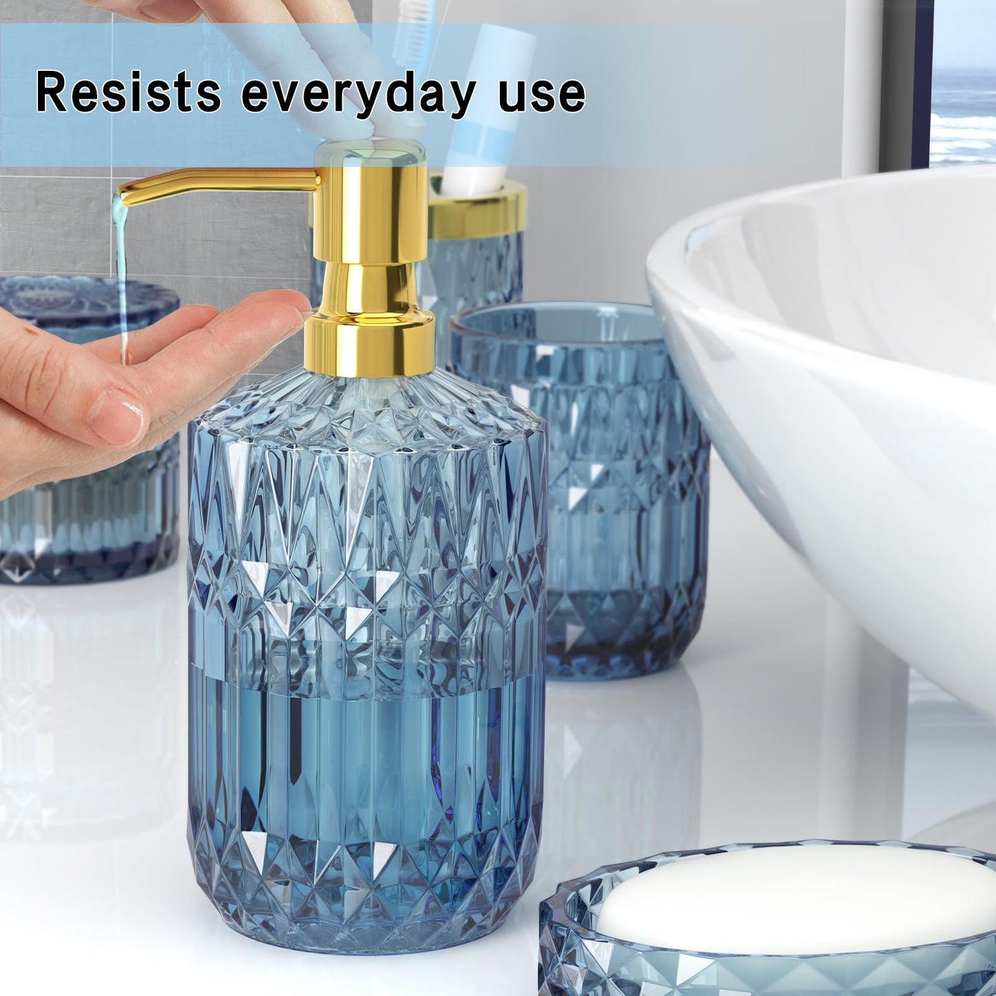 Modern Premium Blue and Purple Bathroom Accessory Set