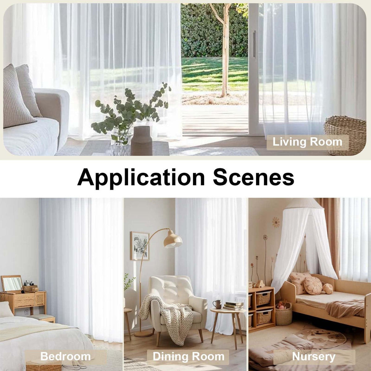 OWENIE White Sheer Curtains 84 inches Long 2 Panels Set for Living Room