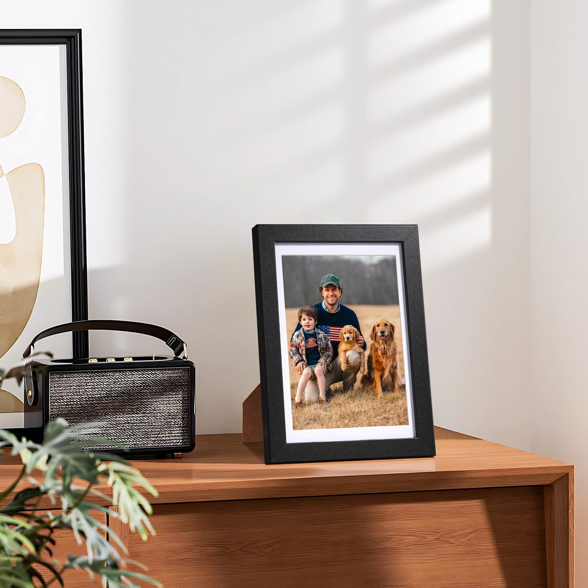 HappyHapi 4x6 Picture Frame Set of 10, Wall or Tabletop Display, Black