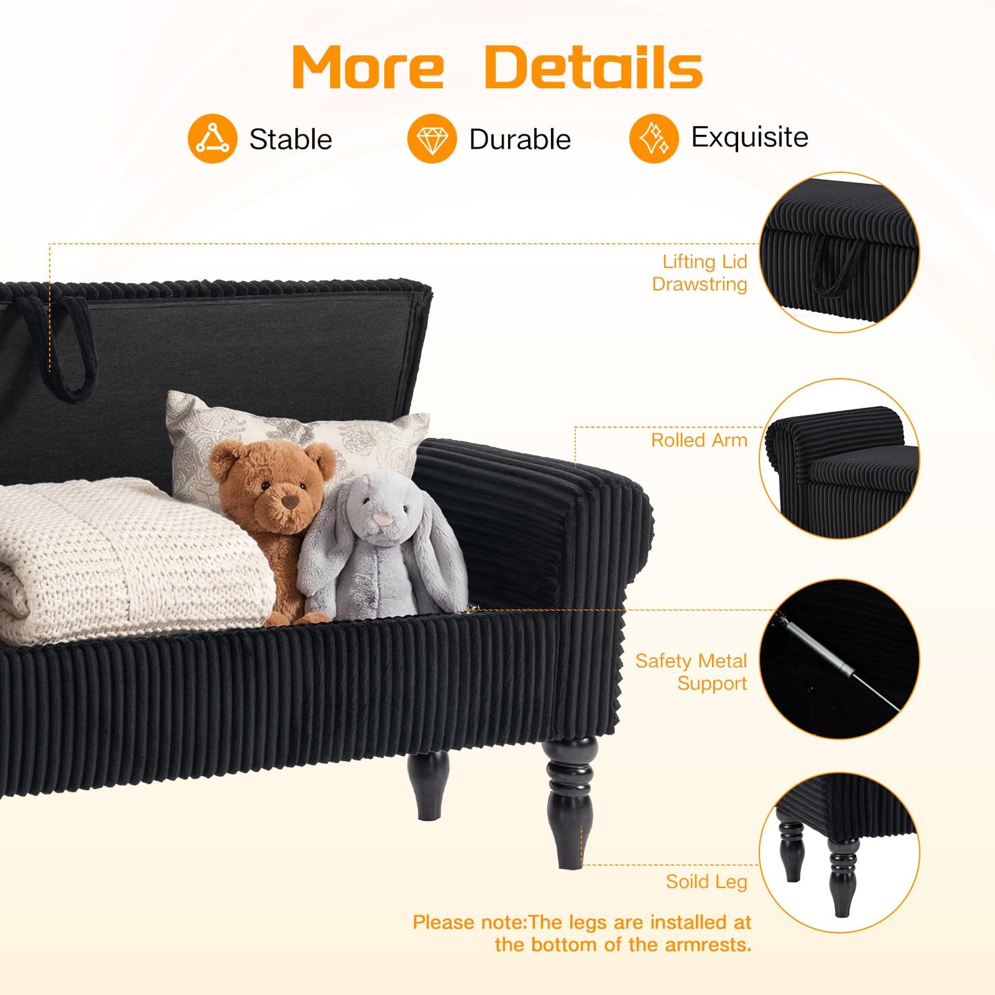 ATOMSPACE 60" Storage Bench for Bedroom,End of Bed Bench with Storage