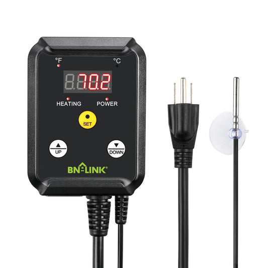 BN-LINK Reptile Thermostat Temperature Controller, Digital Heat Mat Thermostat for Seed Starting, Plant Germination, Greenhouse, Incubator, Brooder, Brewing, Reptiles Tank,40-108°F, 1000W, ETL Listed