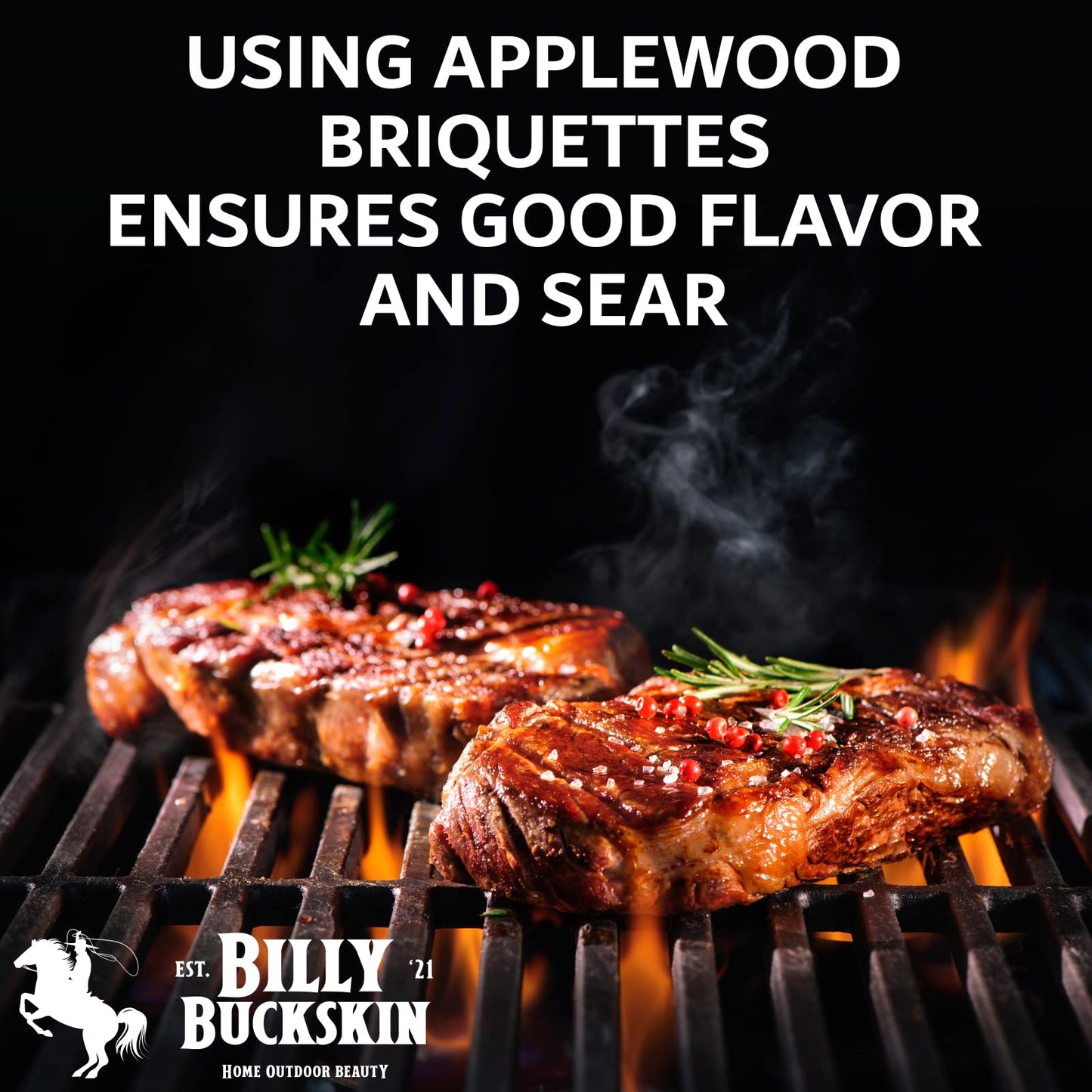 6.5lb Oak & Applewood Charcoal Briquettes - All Natural Wood Charcoal for Grilling - Premium BBQ Briquettes - Quick Light, Pure Hardwood - Long Burning, Rich Smoky Flavor - by Billy Buckskin