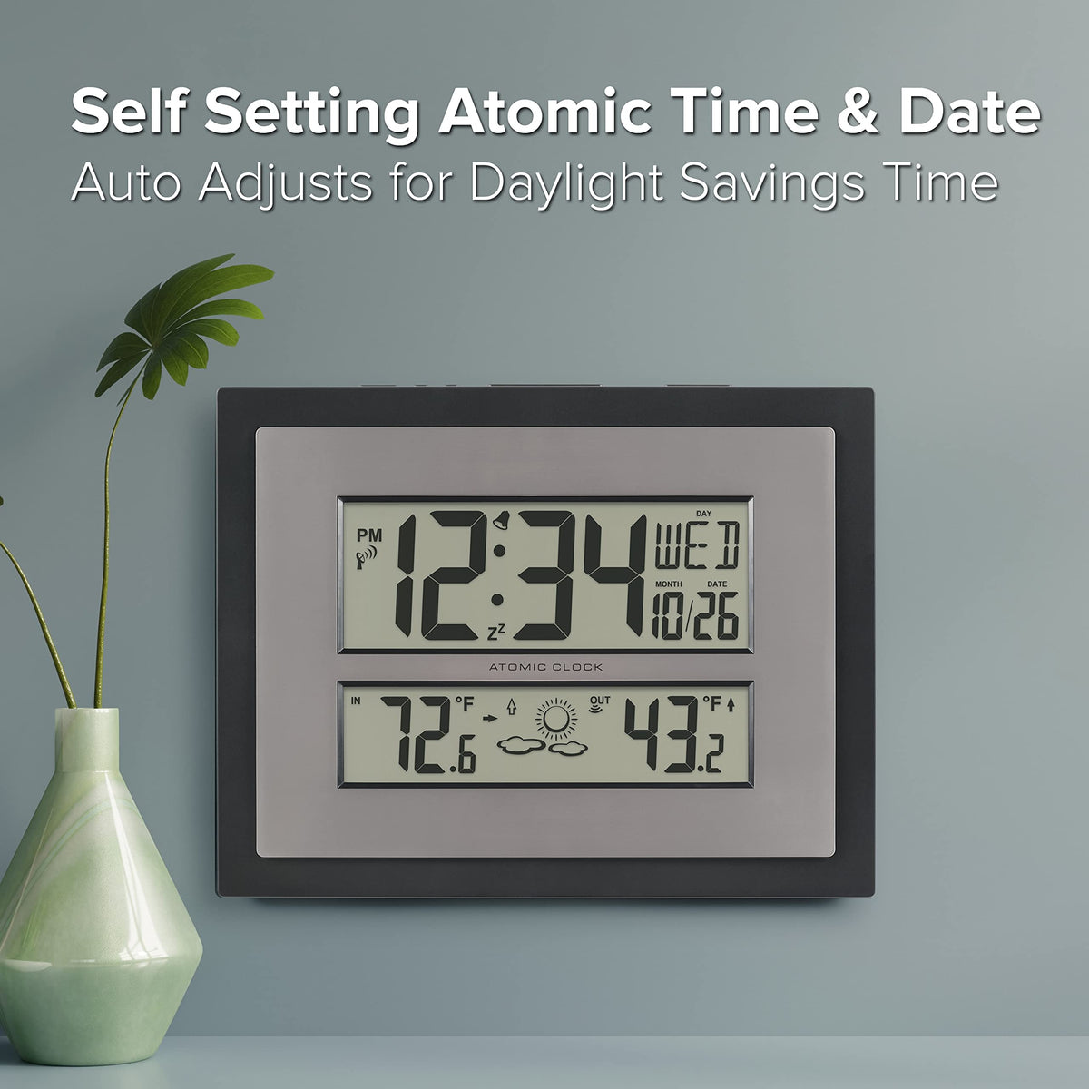La Crosse Technology 512-65937 Black Atomic Digital Clock with Temperature