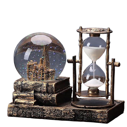 Snow Globe with Hourglass Light Music Vintage Paris Eiffel Tower Home Decor