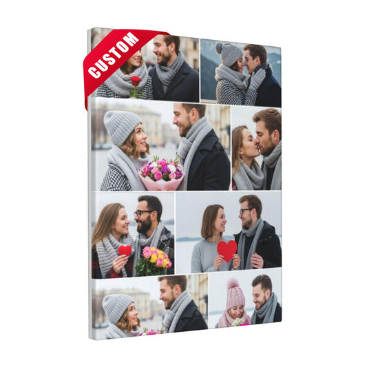 Nxwdwqa Custom Canvas Prints with Your Photos Prints, Personalized Canvas Wall Art, Upload Your Photo to Wall Art, Home Decor Gift for Family, Mom, Dad, Wedding, Pets (8 Photos)