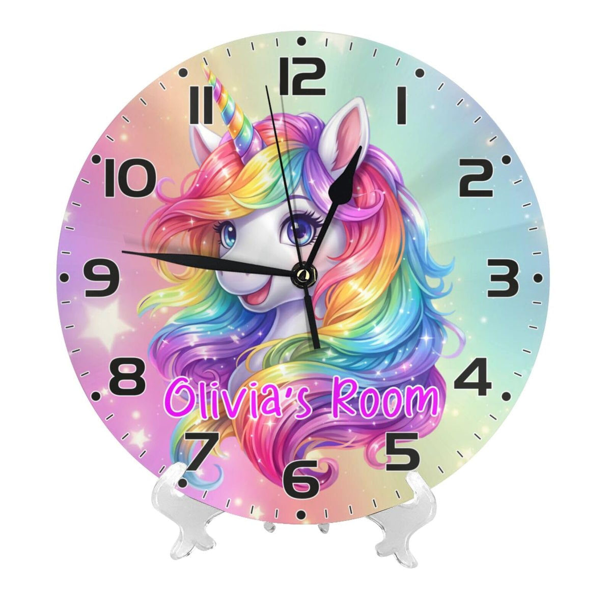 SUQINFA Personalized Kids 10 Inch Wall Clock with Name for Kid's Room