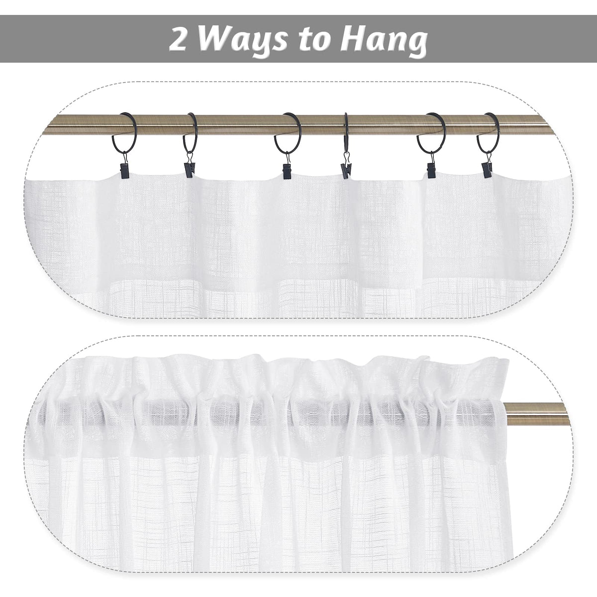 RYB HOME Short Kitchen Valances and Curtain Set for Small Windows