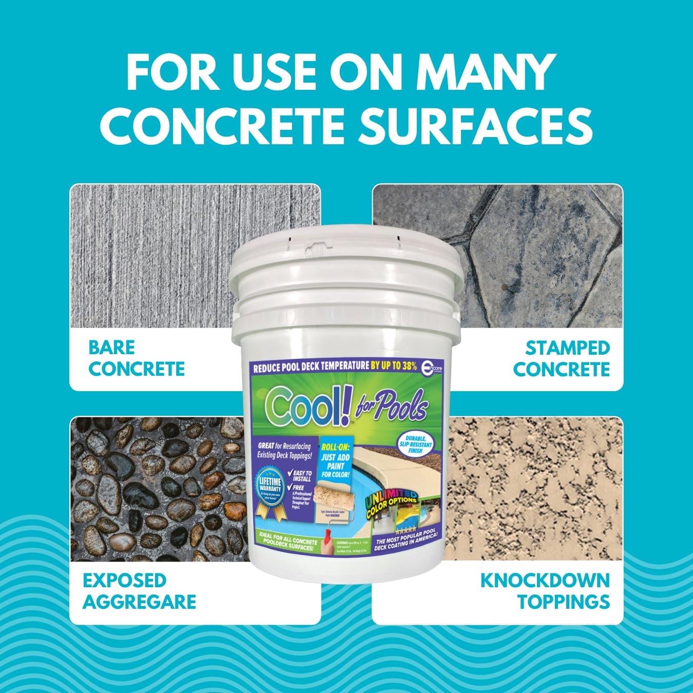 Encore Coatings Cool Pool Deck Coating - 200 sq. ft. Bundle Pack