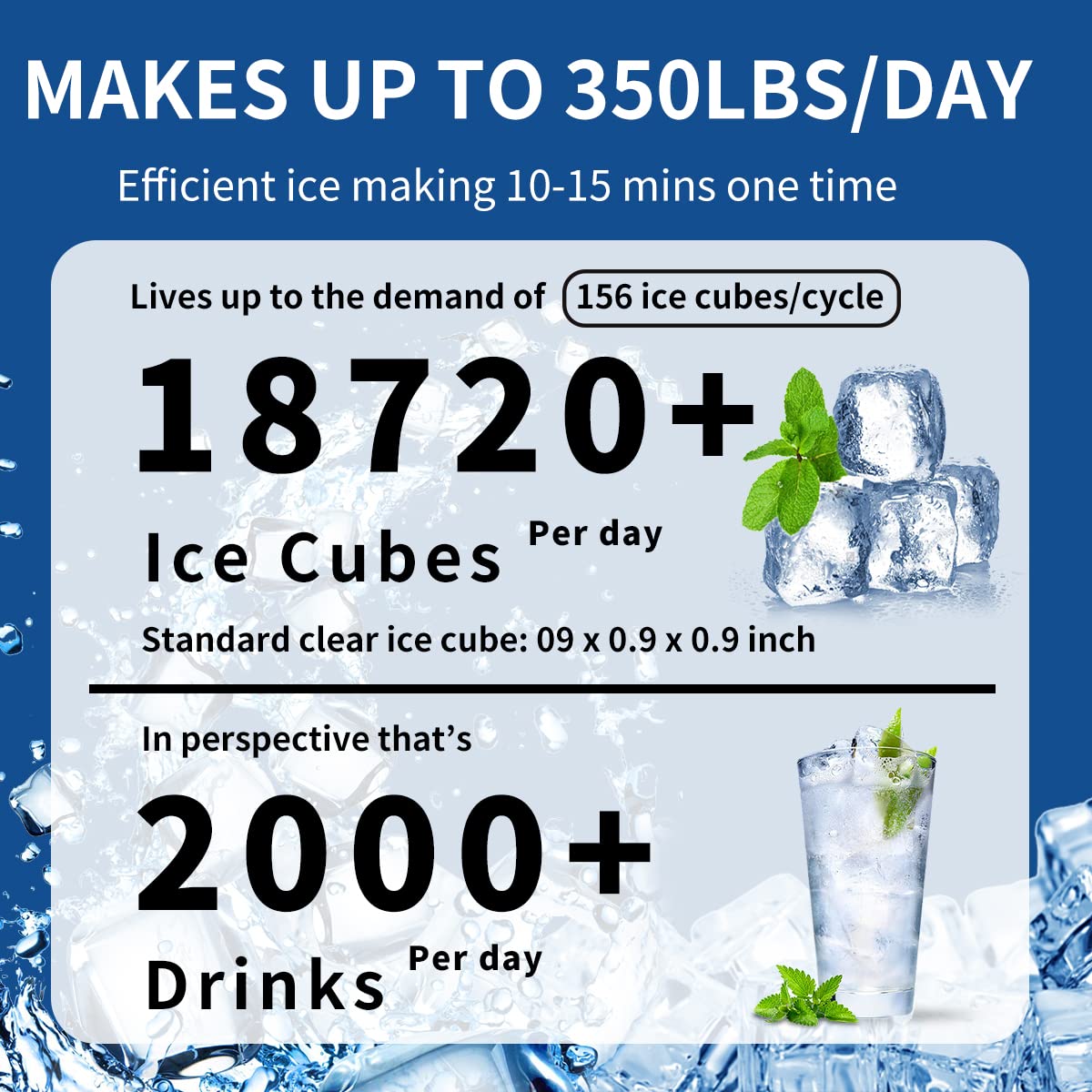 CMICE Commercial Ice Maker Machine 2000 Lbs/24H, 1003 Lbs Storage Bin, Air Cooled Industrial Ice Machine, 760 Ice Cubes Ready in 8-15 Mins, Stainless Steel Ice Maker for Restaurant, Bar, Cafe, Hotel