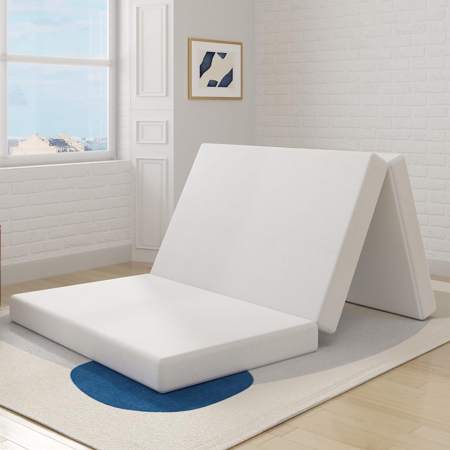 Avenco Folding Mattress Topper, 4 Inch Trifold Mattress, Full Size Folding Mattress for Indoors, RV/Camper Van, Travel, Camping, Guest Room-Breathable Cover & Non-Slip Bottom