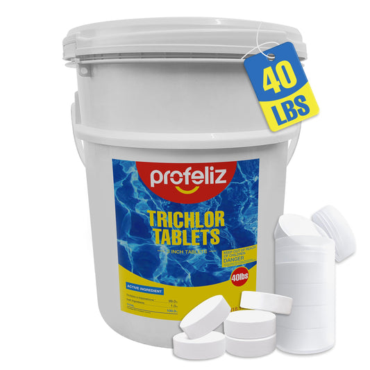 PROFELIZ Chlorine Tablets 3 Inch for Swimming Pools, Kills Bacteria and Stops Algae, Slow Dissolving,Exclusive Protective Packaging,Pool Chlorine Tablets,40lbs