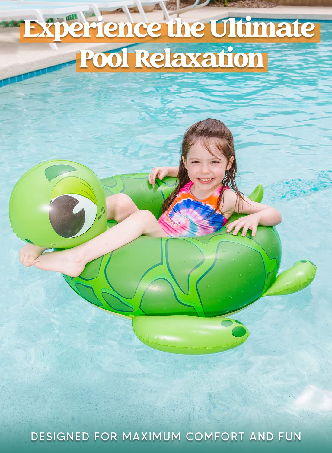 SLOOSH 3-Pack Inflatable Pool Tubes Floats - Dinosaur & Sea Turtle & Dolphin Swimming Rings for Kids Toddler, Pool Beach Water Float Party in Summer Decorations 32"