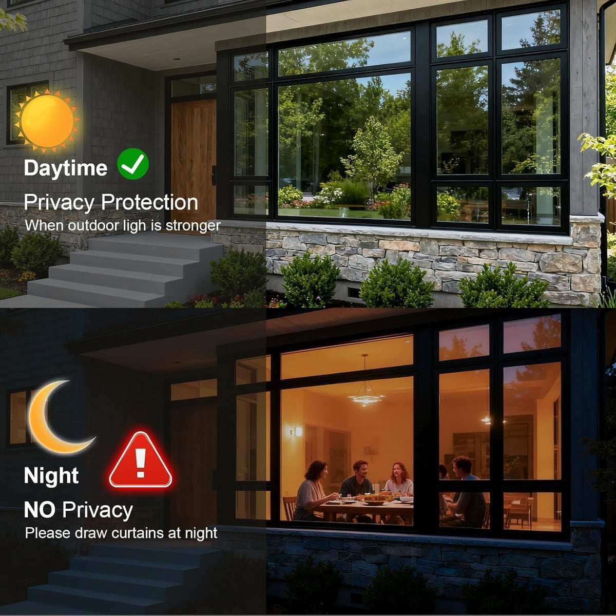 Upgraded One Way Window Privacy Film Sun Heat Blocking, 17.5" x 78.7"
