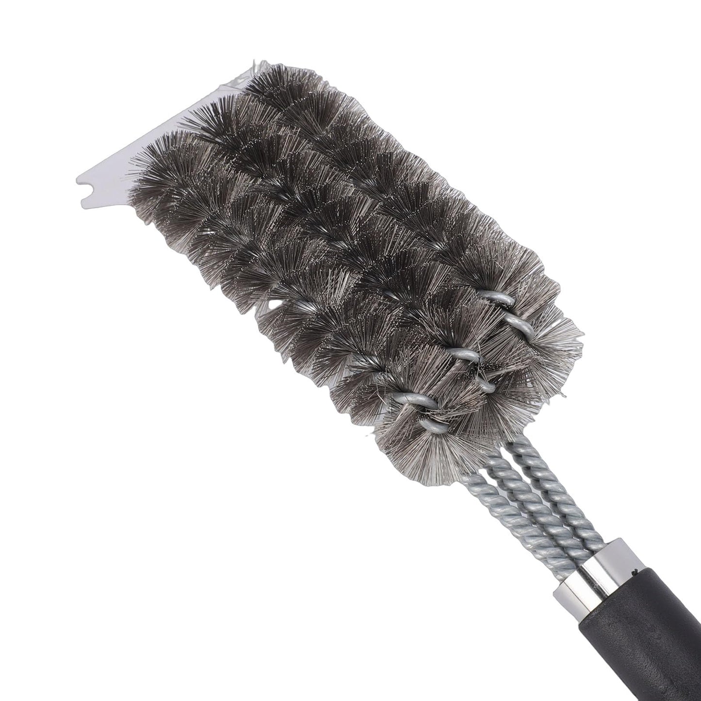 MAVIS LAVEN Grill Brush and Scraper, Stainless Steel BBQ Grill Cleaner with Ergonomic PP Handle, 360 Degree Wrap Around Design, Scraper Plus Brush for Gas Charcoal Smoker Users (Silver)