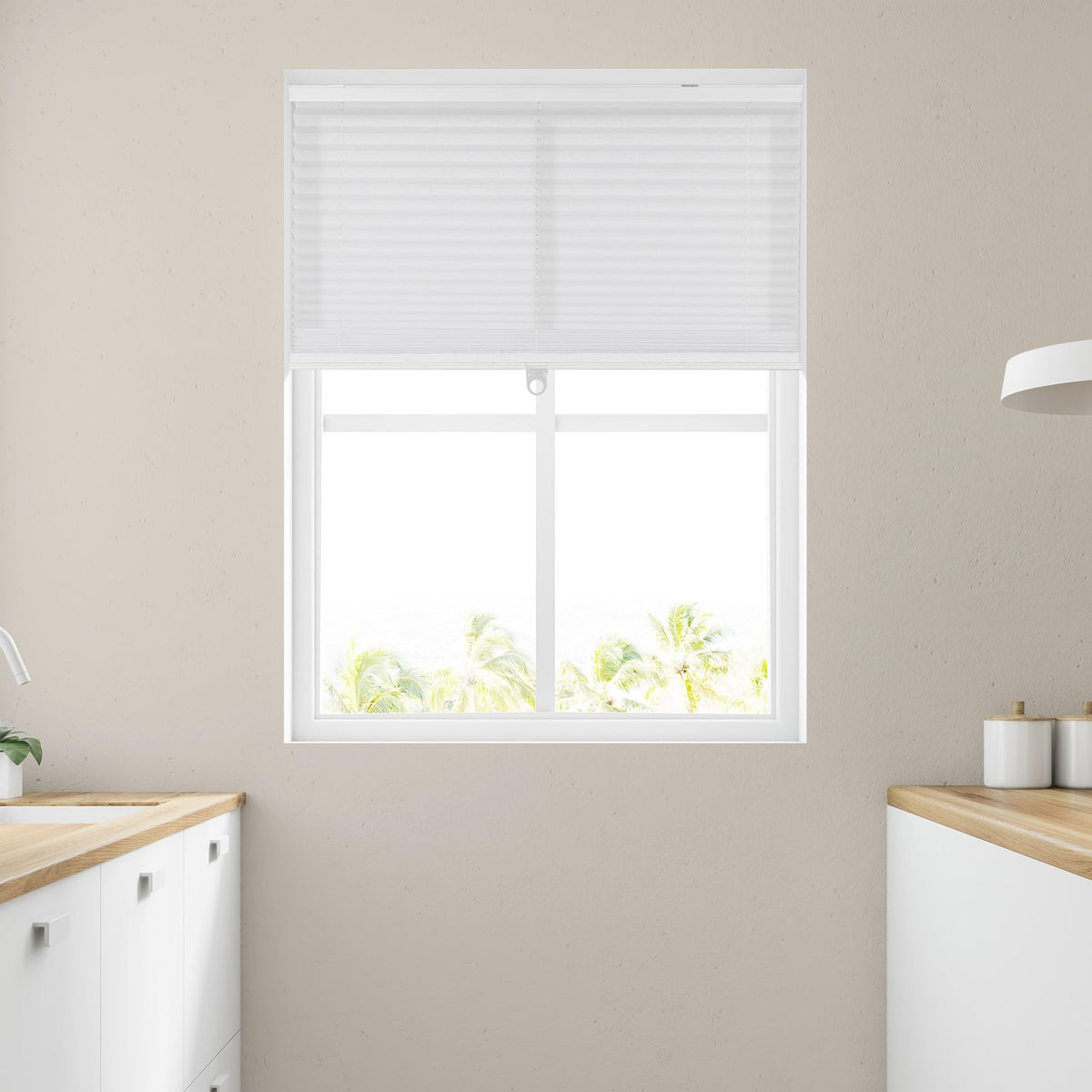 Calyx Interiors Pleated Fabric Window Shades, 32" W x 60" H, White