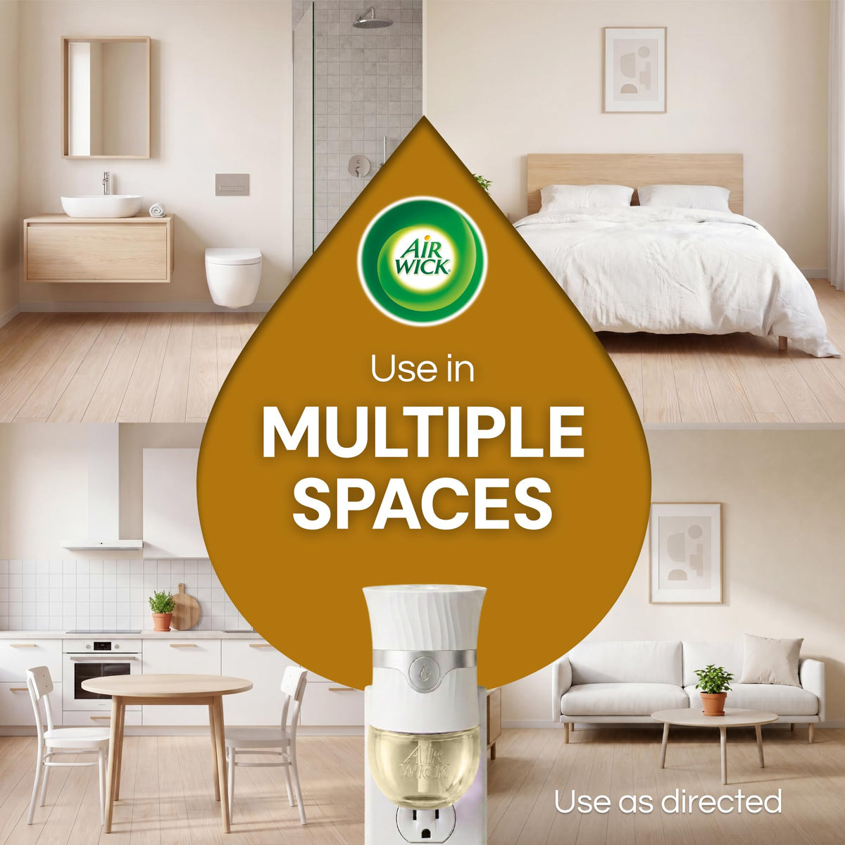 Air Wick Plug in Scented Oil Refill, 4ct,Whipped Hazelnut Latte, Air Freshener, Essential Oils
