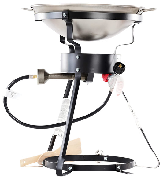 King Kooker 24WCA 24" Bolt Together Portable Outdoor Sauté Cooker w/Steel Wok, Silver, large