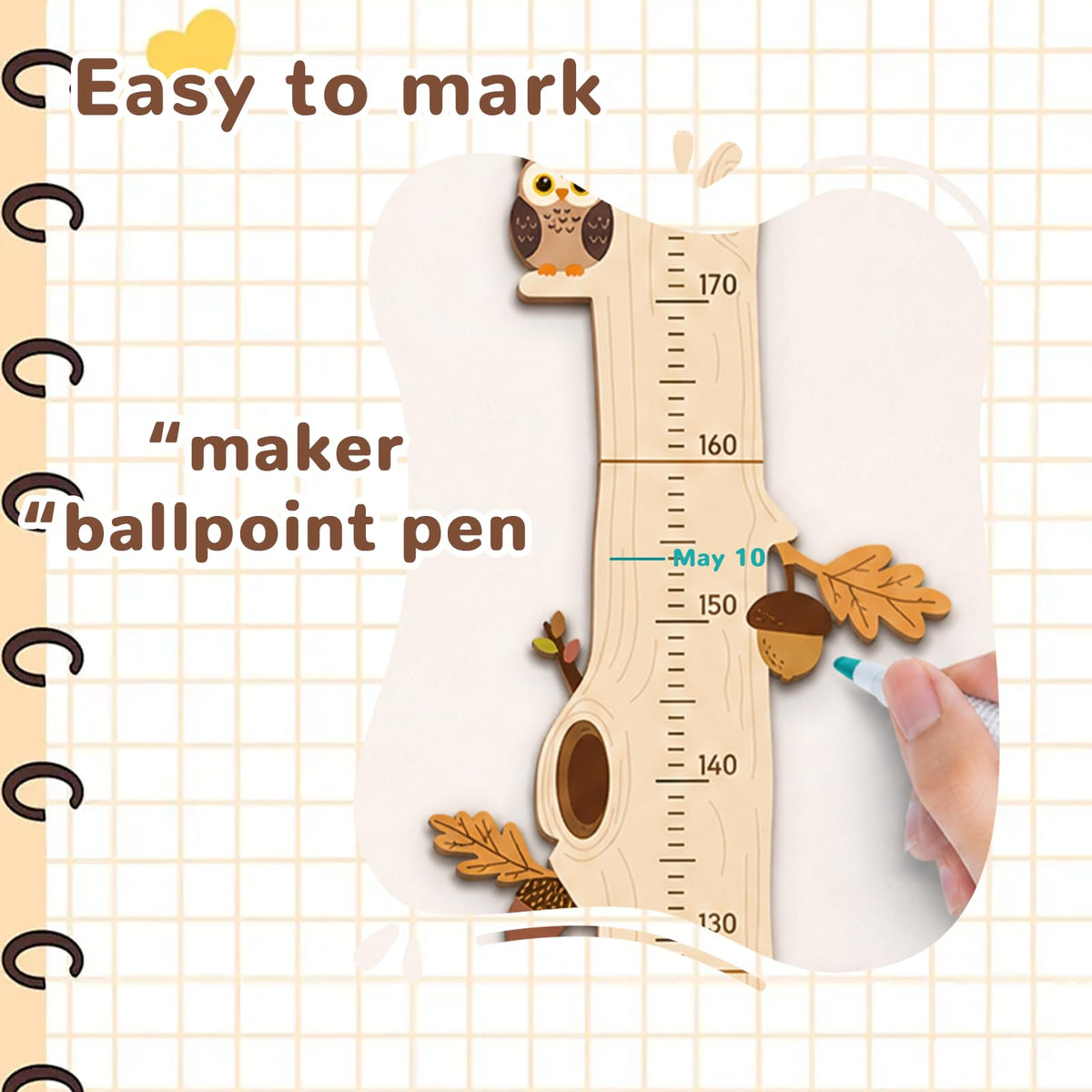 Personalized Name Wood Growth Chart for Wall, Height Chart for Kids Style 9