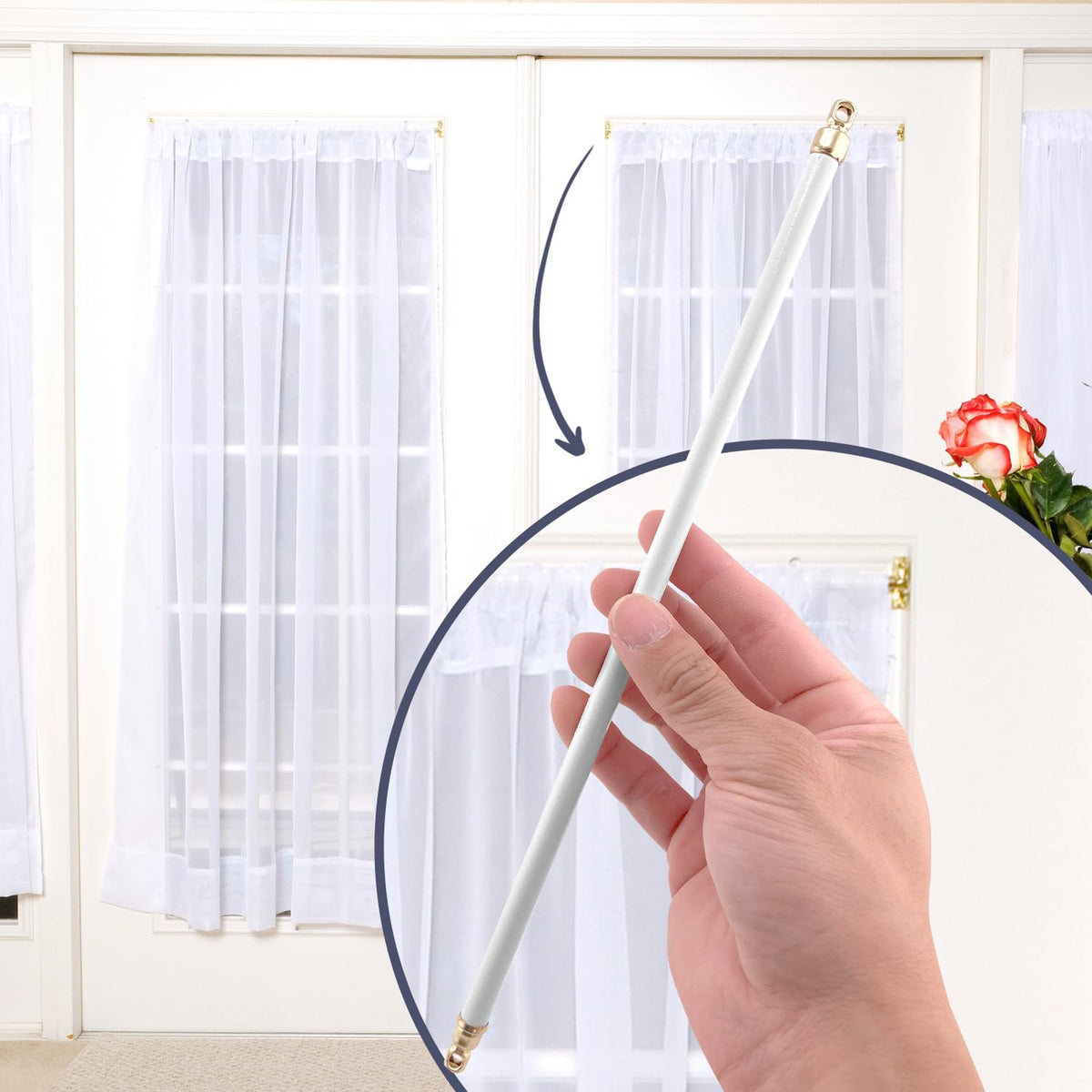 Amazing Drapery Hardware White Swivel Sash Curtain Rods, Set of 4