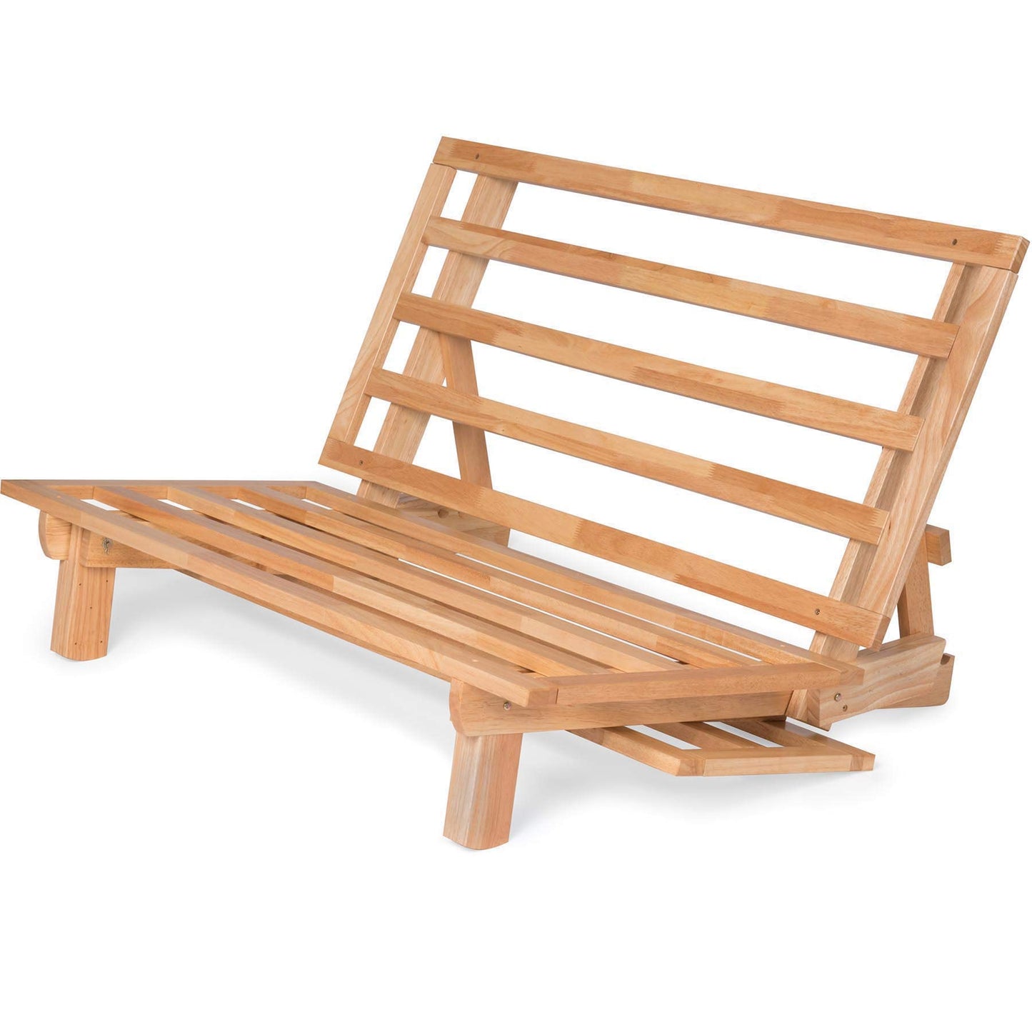 Nirvana Futons Tri-Fold Wood Futon Frame Full Size Sofa Bed Lounger - (Affordable Space Saver, Natural Finish) Ideal for Small Spaces, RVs, and Dorm Rooms