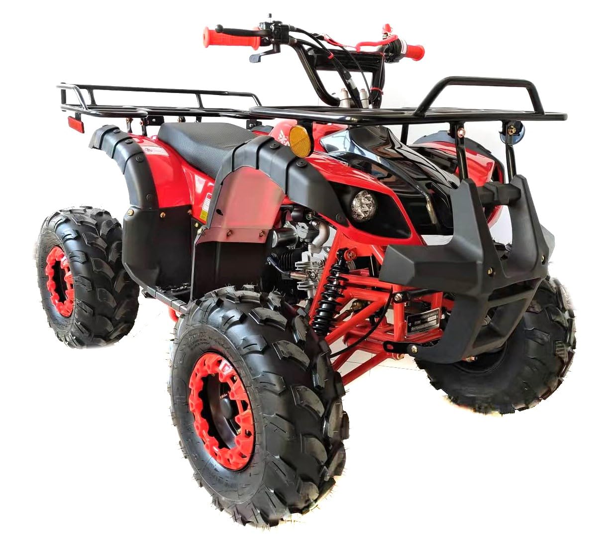 HHH 125cc ATV for Youth Sports Utility Gas Sports ATV with Reverse Led Lights Matching Rims Youth Quad Big Tires 18/19 inch Wheels (Black)