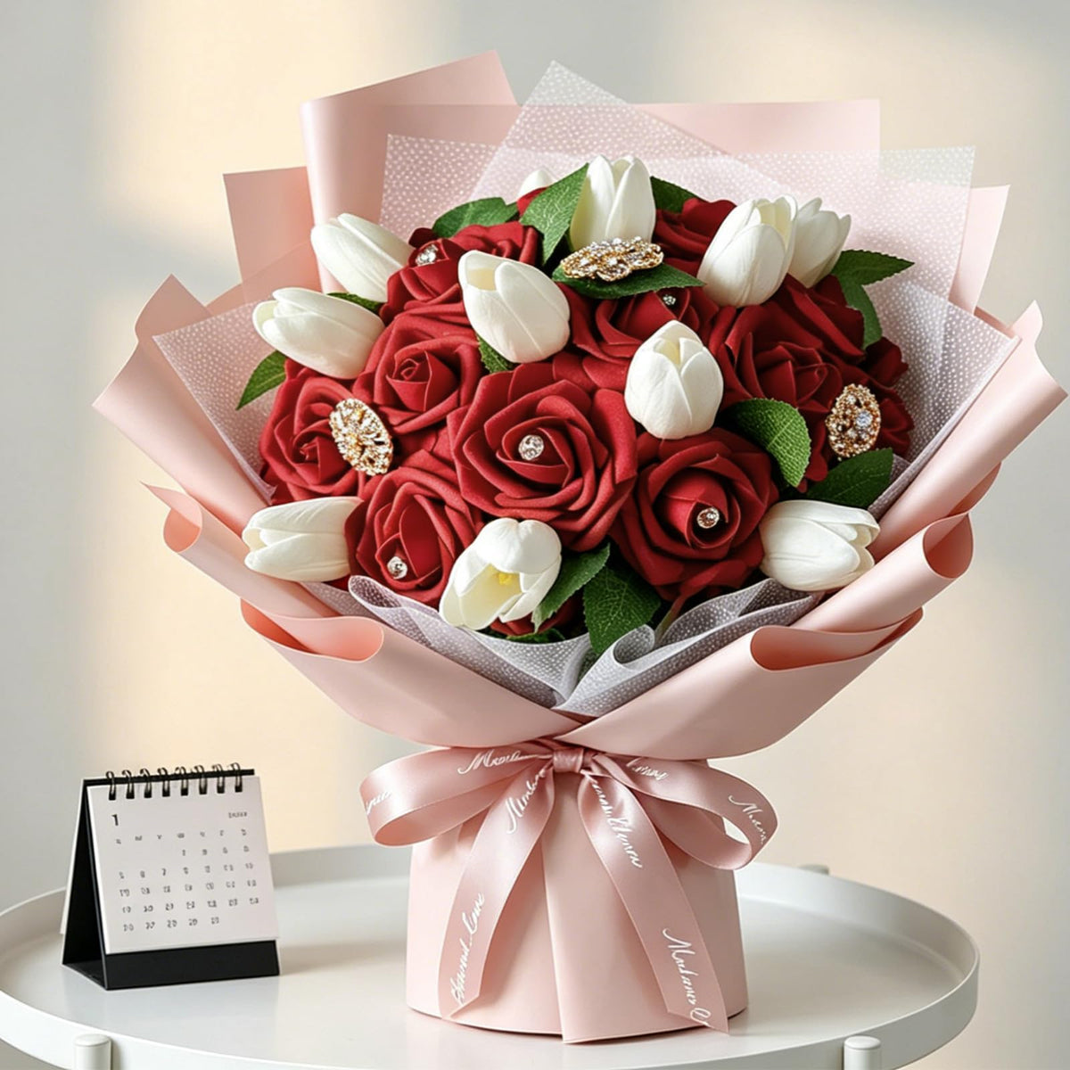 AmyHomie Dark Red Rose 25pcs Real Looking Artificial Flowers w/Stem