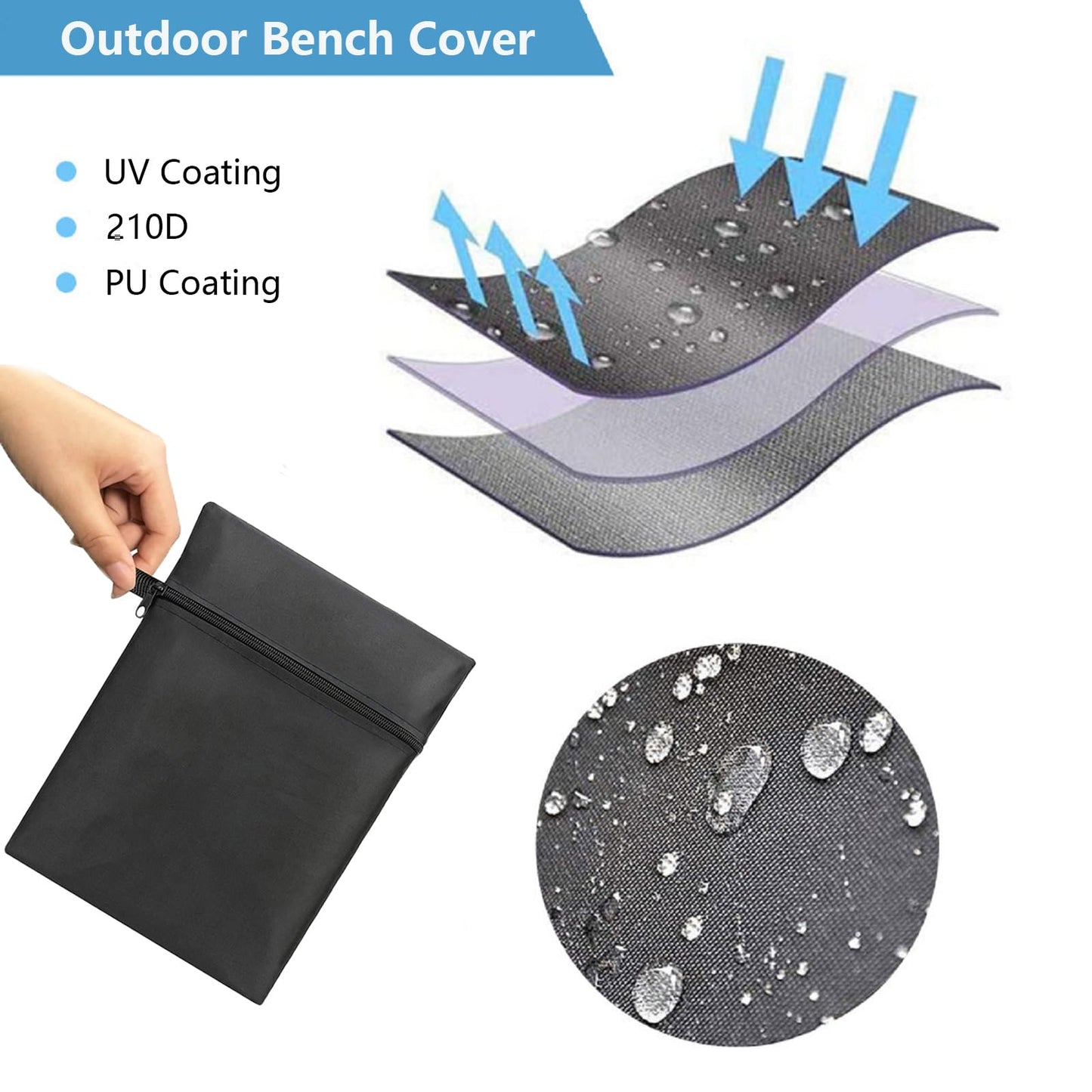 SXAOZYRS Outdoor Bench Cover Waterproof 2 Seater Patio Bench Cover Outdoor Patio Furniture Garden Sofa Chair Cover, Fit for 2-Seater Seating Metal & Hardwood Patio Garden Bench, 53L x 26W x 35H inche