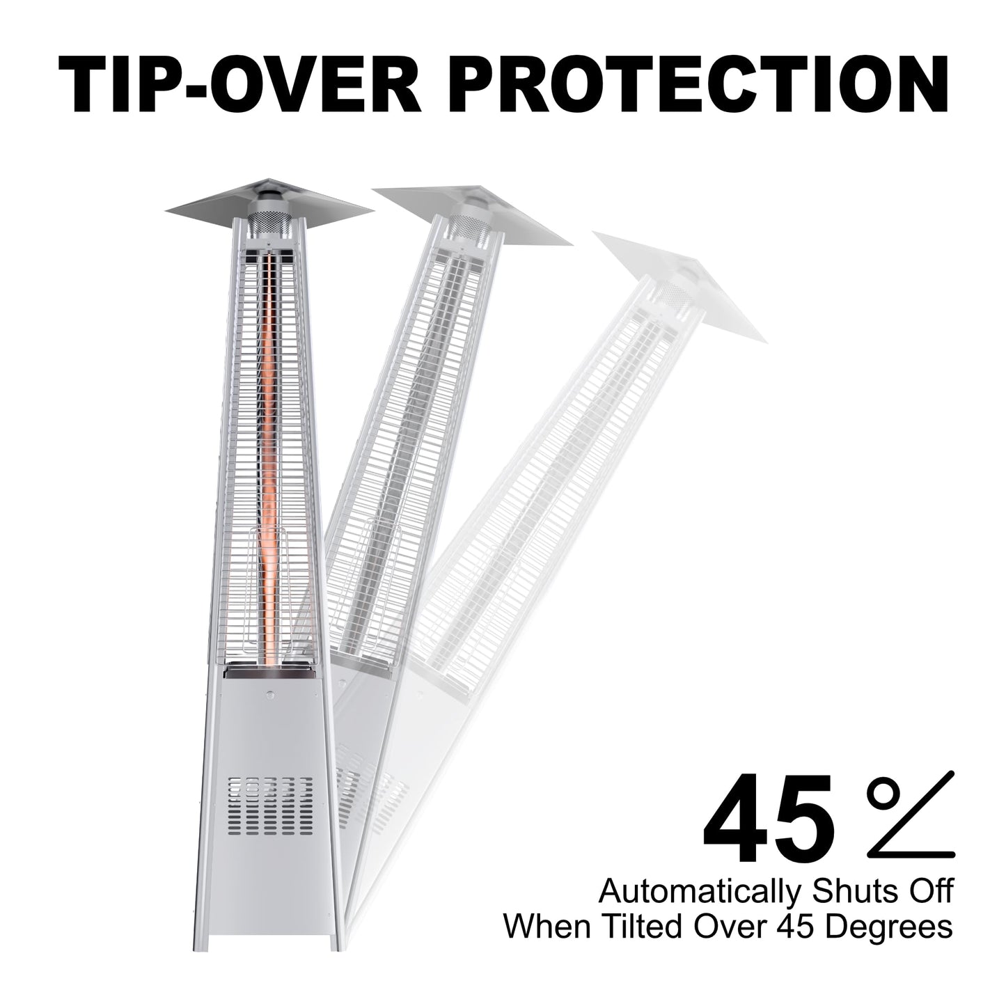 Kingdura 48,000 BTU Pyramid Patio Heater with Cover & Wheels, Outdoor Patio Heaters for Outdoor Use, Triple Safety Protection, 88" Quartz Glass Tube Propane Heater for Deck Backyard Commercial Balcony